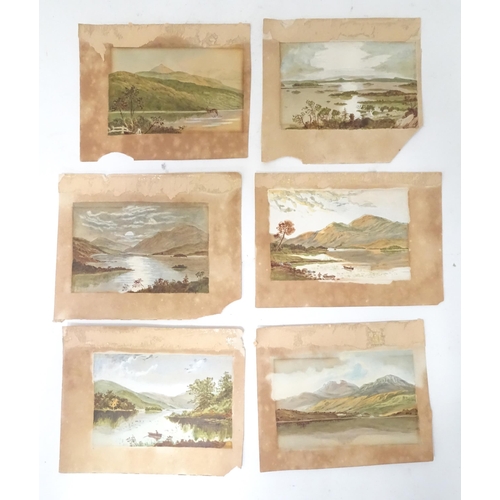 500 - Six assorted late 19th / early 20thC watercolours depicting mountain landscapes, some with boats on ... 