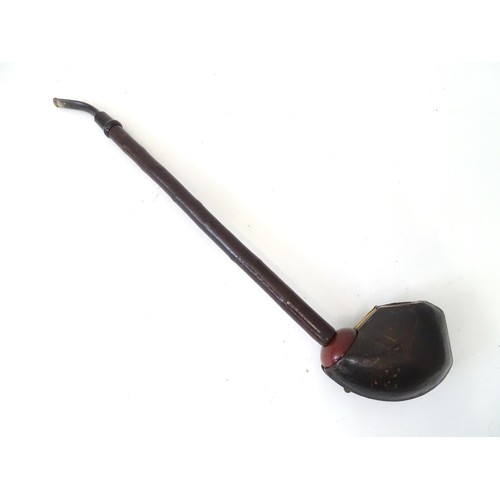 535 - A large 19thC Gesteckpfeife Tyrolean / Cavalier smoking pipe, with meerschaum bowl, hazel shank and ... 