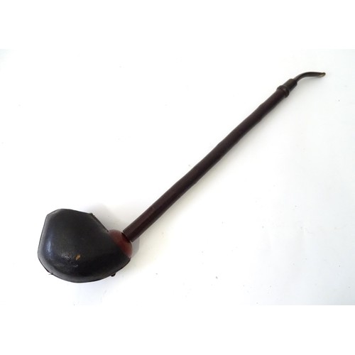 535 - A large 19thC Gesteckpfeife Tyrolean / Cavalier smoking pipe, with meerschaum bowl, hazel shank and ... 