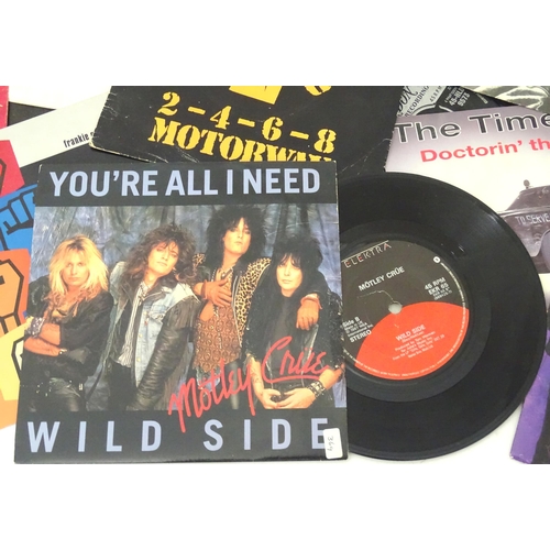 593 - A quantity of late 20thC 45rpm vinyl singles, including picture sleeve examples (the KLF, The Timelo... 