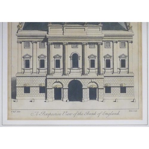 610 - An engraving titled A Perspective View of the Bank of England by William Henry Toms after Robert Wes... 