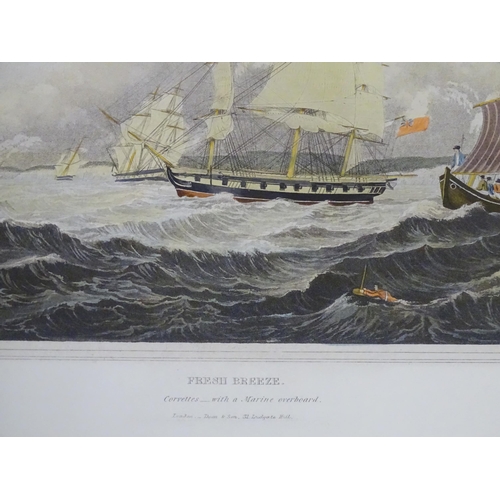 620 - A quantity of Marine School engravings titles to include Fresh Breeze Corvettes with a Marine overbo... 