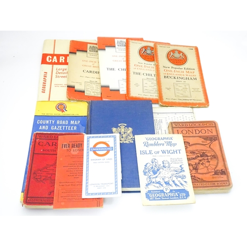 686 - A quantity of mid 20thC maps, including Geographia Ramblers' Map - Isle of Wight, Ordnance Survey on... 