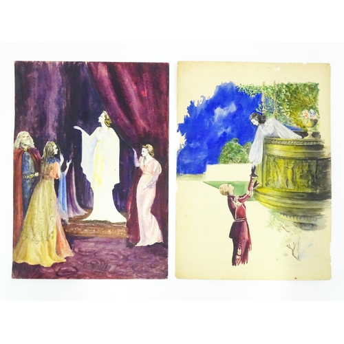 695 - Two Theatrical watercolours depicting scenes from A Winter's Tale and Romeo and Juliet. One dated 19... 