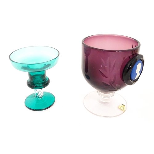 711 - A quantity of glassware to include a Wedgwood glass goblet with Jasperware roundel depicting Elizabe... 