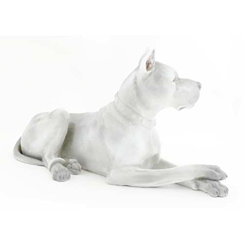 742 - A Continental model of a Great Dane dog. Indistinctly signed under. Approx. 13 1/2