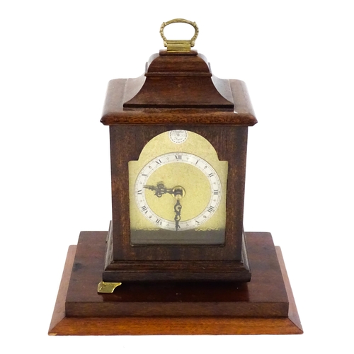 812 - A slate mantle clock with marble detail together with a  bracket clock. Largest approx. 15