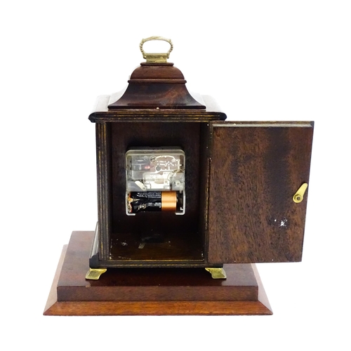 812 - A slate mantle clock with marble detail together with a  bracket clock. Largest approx. 15