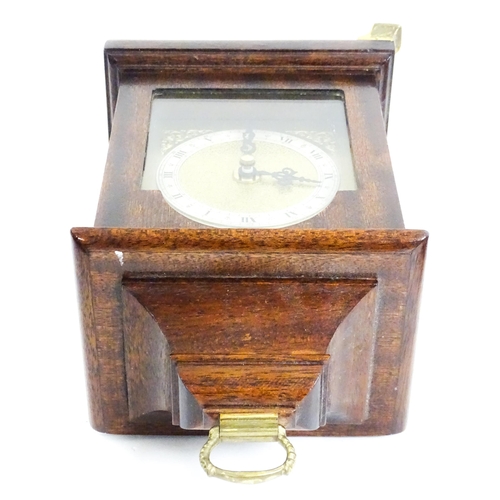 812 - A slate mantle clock with marble detail together with a  bracket clock. Largest approx. 15