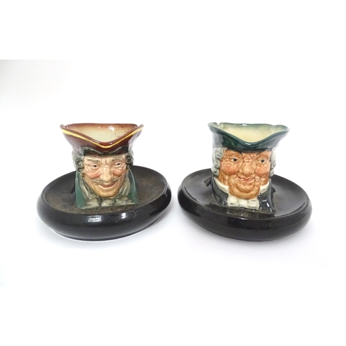 106 - Two Royal Doulton character ashtrays / match keep comprising Parson Brown and Dick Turpin. Marked un... 