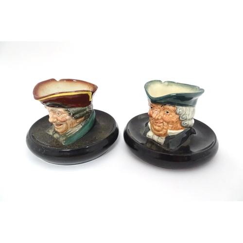 106 - Two Royal Doulton character ashtrays / match keep comprising Parson Brown and Dick Turpin. Marked un... 