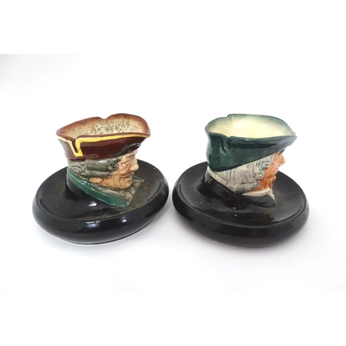 106 - Two Royal Doulton character ashtrays / match keep comprising Parson Brown and Dick Turpin. Marked un... 