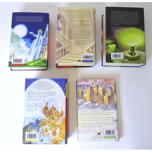 304 - Books: Five hardback Harry Potter books comprising The Chamber of Secrets, The Goblet of Fire, The O... 