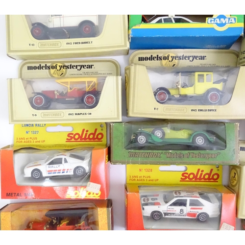 338 - Toys: A quantity of assorted die cast scale model cars / vehicles to include Corgi Toys VW Polo, Fia... 