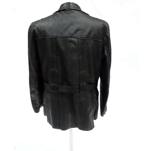 345 - Three men's vintage leather jackets comprising a Montgomery Ward zipped leather jacket,  chest measu... 