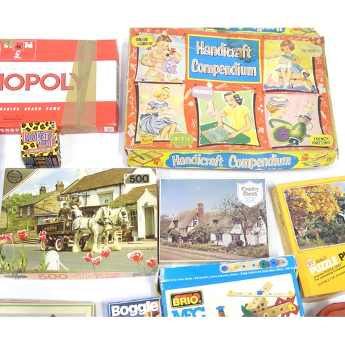 351 - Toys: A quantity of assorted jigsaw puzzles and board games to include Monopoly, Cluedo, Roulette, B... 