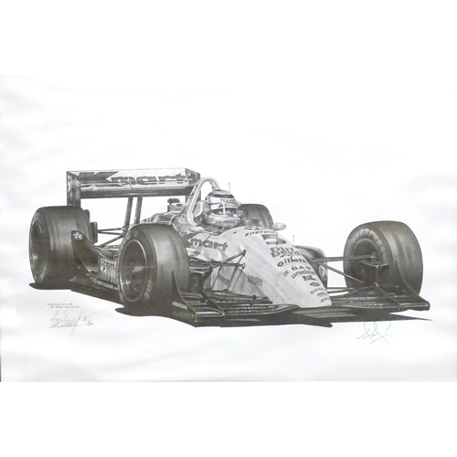 374 - A signed limited edition F1 print after Alan Stammers, depicting Nigel Mansell at the wheel of his N... 