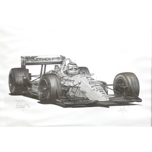 374 - A signed limited edition F1 print after Alan Stammers, depicting Nigel Mansell at the wheel of his N... 