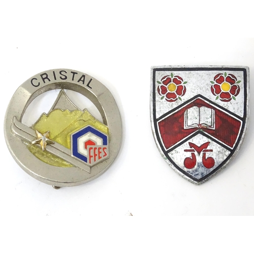 400 - Three enamel pin badges with sporting , military and scholastic emblems (3)