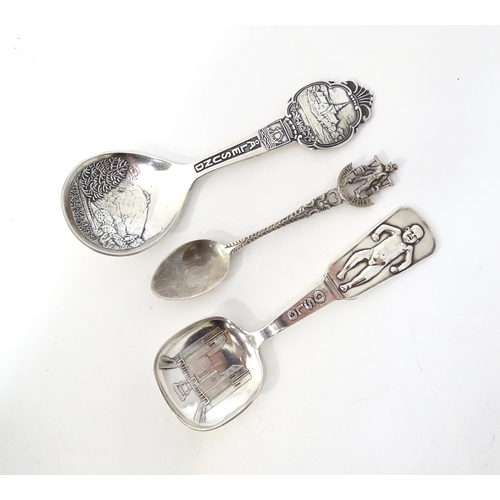 414 - Three Continental silver plate souvenir spoons to include one titled Oslo, Alesund, the other titled... 