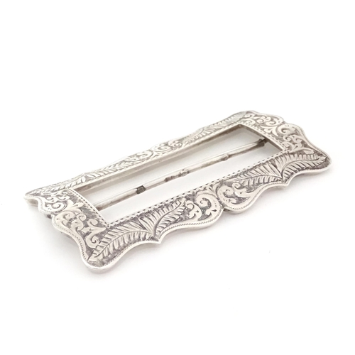 439 - A silver buckle with engraved fern decoration hallmarked Birmingham 1895 maker Adie Lovekin Ltd Appr... 