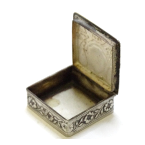 455 - A small silverplate box of squared form with embossed decoration. Approx. 1 1/2