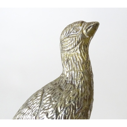 457 - Five silver plate menu / place card holders modelled as pheasants. Approx. 5 1/4