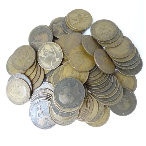 485 - A quantity of British 19thC & 20thC coinage, to include pennies, half pennies, decimal sets, half cr... 