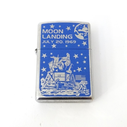 491 - Four boxed Zippo pocket lighters, including commemorative issues for the 1960 moon landing and the B... 