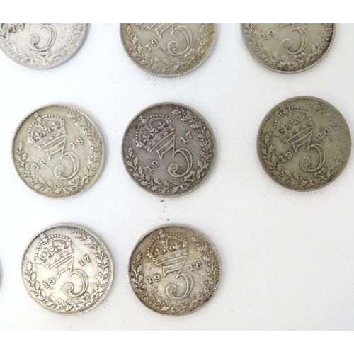 518 - Coins : twenty three George V threepence / 3d pieces (23)