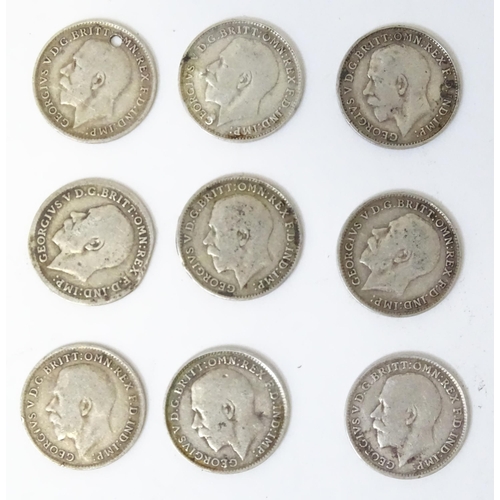 518 - Coins : twenty three George V threepence / 3d pieces (23)