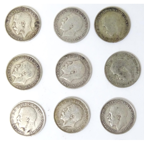 518 - Coins : twenty three George V threepence / 3d pieces (23)