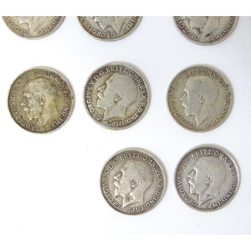 518 - Coins : twenty three George V threepence / 3d pieces (23)