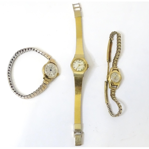 541 - Three gold plated ladies dress watches by Sekonda, Pulsar and Gradus.  (3)