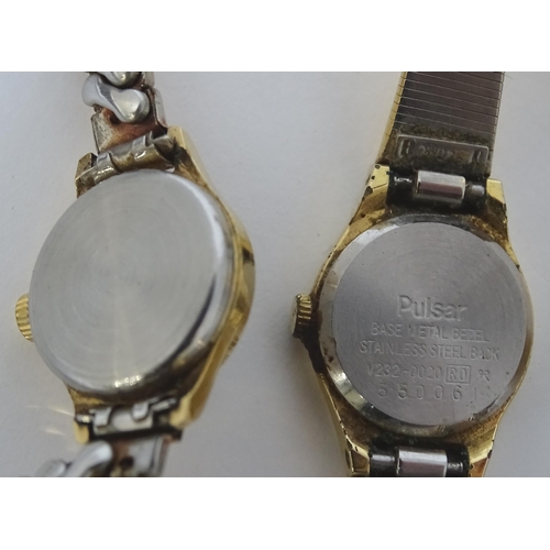 541 - Three gold plated ladies dress watches by Sekonda, Pulsar and Gradus.  (3)