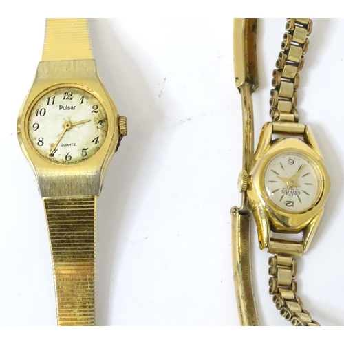 541 - Three gold plated ladies dress watches by Sekonda, Pulsar and Gradus.  (3)