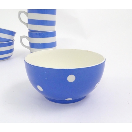 638 - A quantity of TG Greem blue and white kitchen wares to include cups, saucers, etc. Marked under