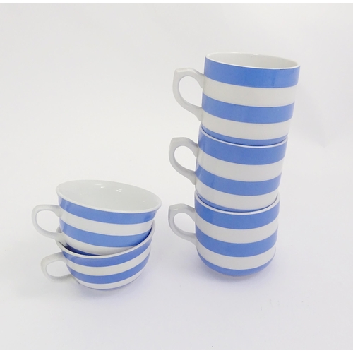 638 - A quantity of TG Greem blue and white kitchen wares to include cups, saucers, etc. Marked under