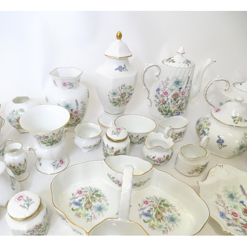 679 - A quantity of Aynsley tea wares in the Wild Tudor pattern to include tea pot, hot water pot, cups, s... 