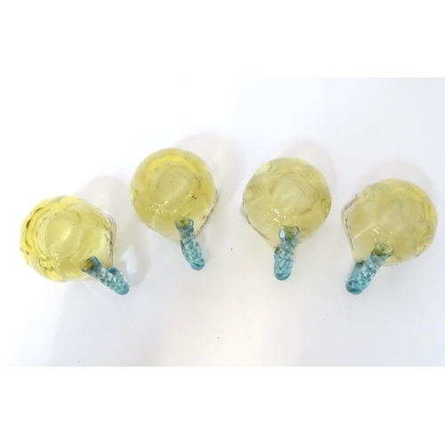 807 - Four Venetian style glass cups with floral detail. Approx. 1 1/2