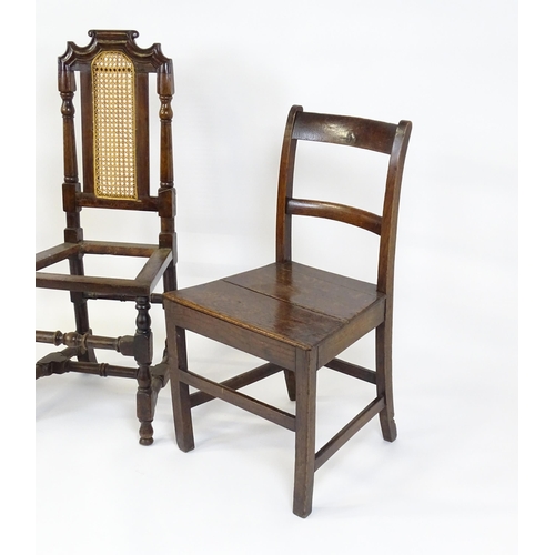 838 - Three 18thC oak chairs . The largest measuring 17