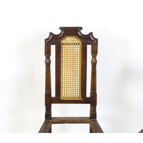 838 - Three 18thC oak chairs . The largest measuring 17