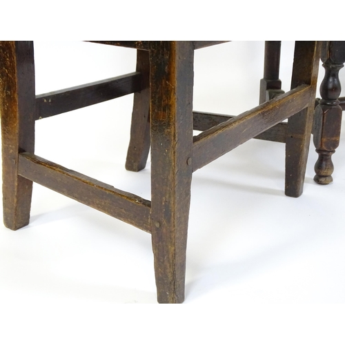 838 - Three 18thC oak chairs . The largest measuring 17