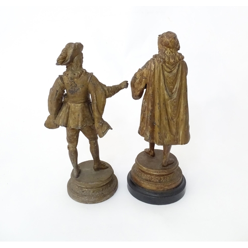 846 - Two 20thC cast figures to include an artist and a scholar. Largest approx. 11 1/2