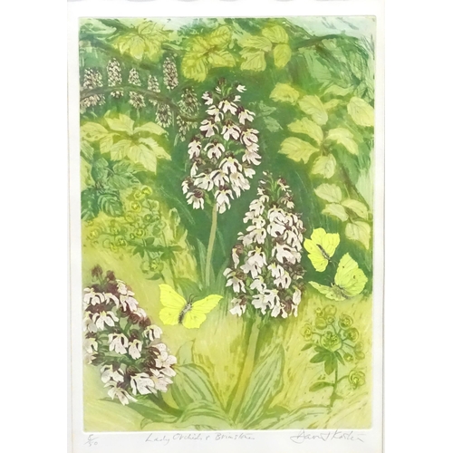 867 - David Koster (1926-2014), Limited edition etching and aquatint, Lady Orchids & Brimstones, A botanic... 