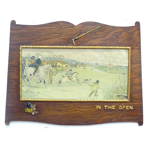 892 - After Cecil Aldin (1870-1935), Colour print, In the Open. Within an oak frame with applied detail an... 