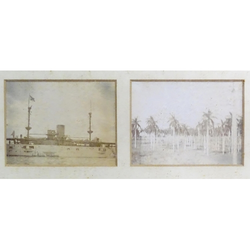 897 - Five photographs mounted together to include a section of a ship, palm trees, lighthouse, etc. Appro... 