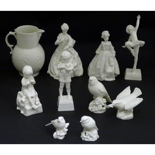 138 - A quantity of ceramic blanks to include models of birds, figures, jug, etc. Largest approx. 8 1/2