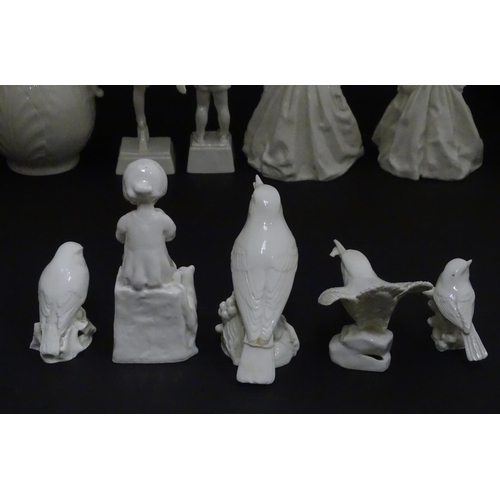 138 - A quantity of ceramic blanks to include models of birds, figures, jug, etc. Largest approx. 8 1/2