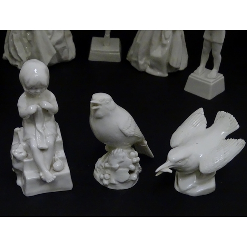 138 - A quantity of ceramic blanks to include models of birds, figures, jug, etc. Largest approx. 8 1/2